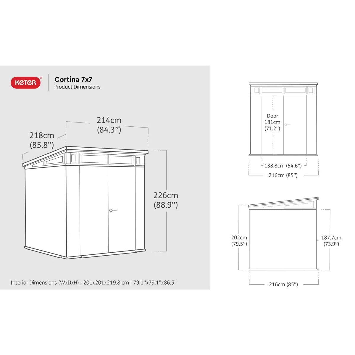 Keter Cortina Caseta de Jardín de Resina Gris