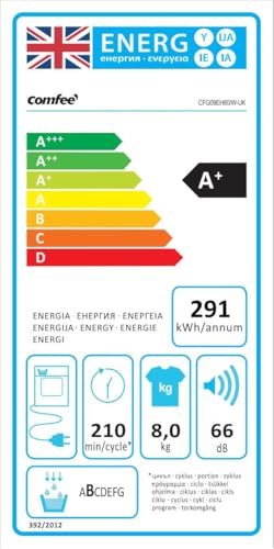 COMFEE' Secadora de Bomba de Calor 8 kg 16 Programas Clase A+