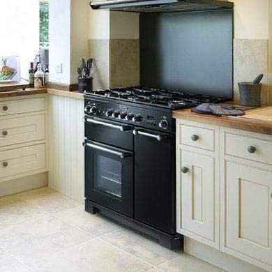 Rangemaster Cocina de Doble Combustible 90 cm Placa de Gas Hornos Eléctricos Negro