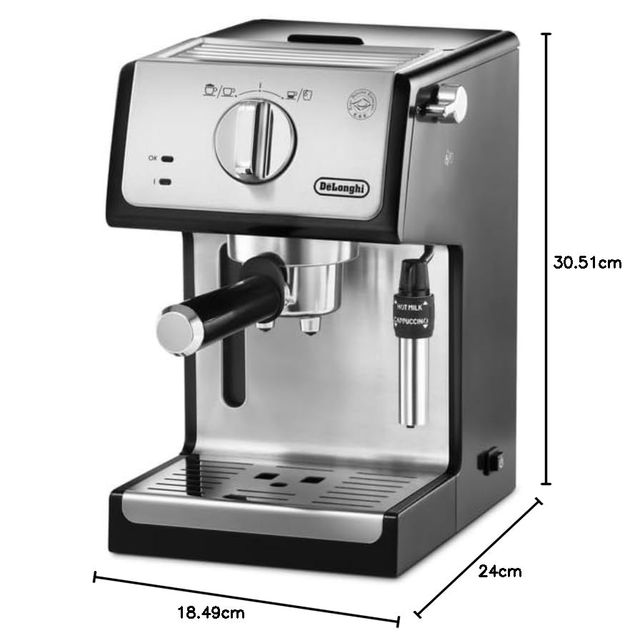 De'Longhi Cafetera Espresso Manual Café y Cappuccino Negro