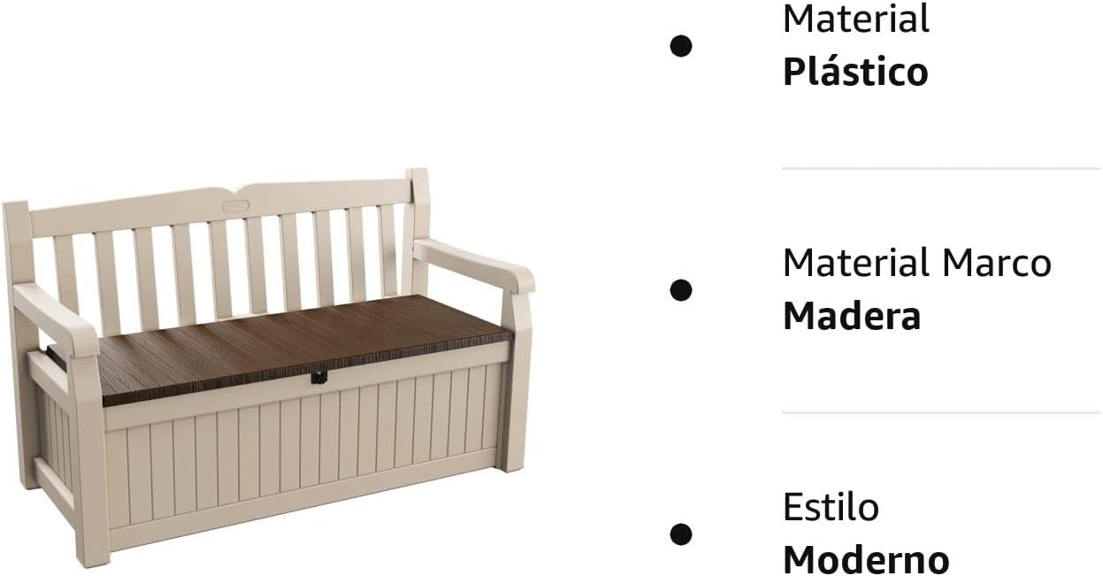 Keter Eden Banco Baúl de Jardín 265 L Efecto Madera Beige/Marrón