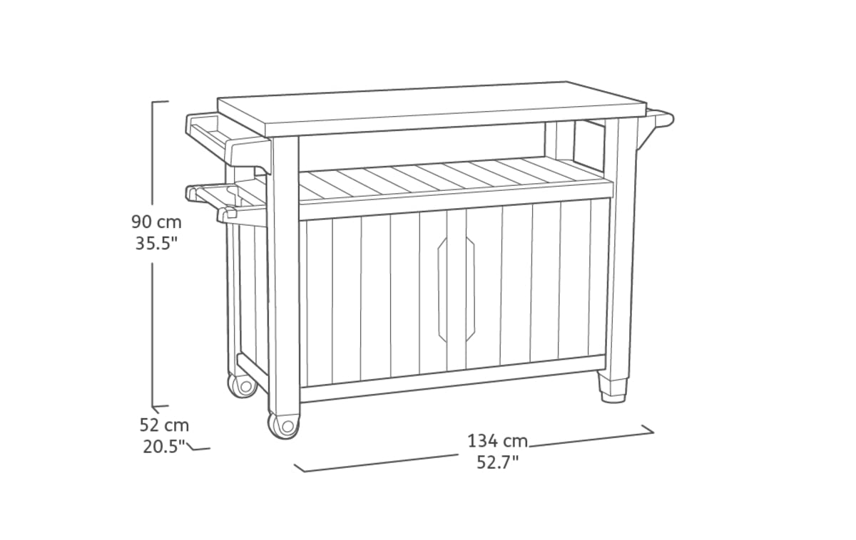 Keter Unity XL Mesa Auxiliar para Barbacoa 134x51,7x89,6 cm Gris