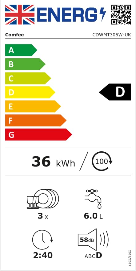 COMFEE' Lavavajillas de Sobremesa 7+3 Programas Depósito 6 L Sin Instalación