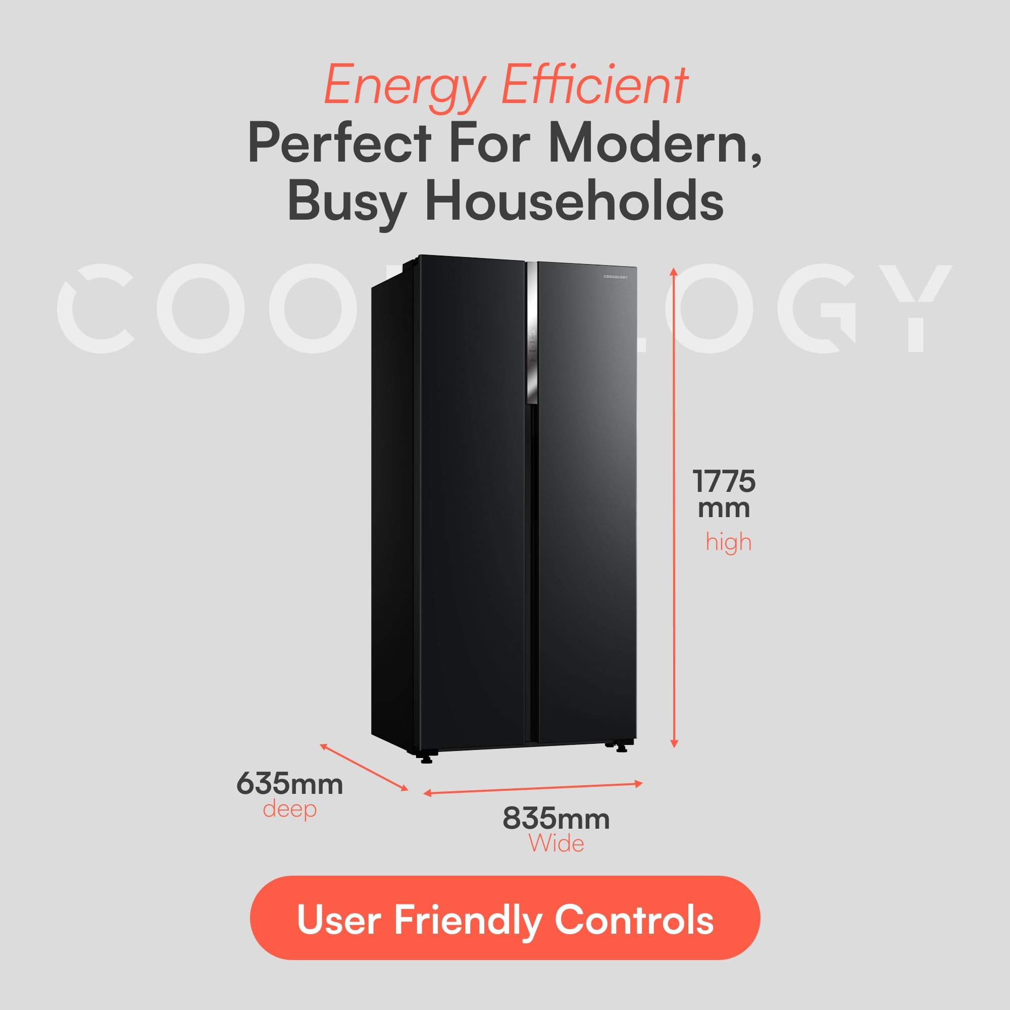 Cookology Frigorífico Americano Side-by-Side 177,5 cm Negro