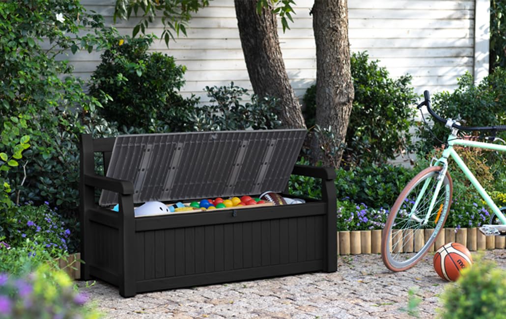 Keter Eden Banco Baúl de Jardín 265 L Grafito/Gris Claro