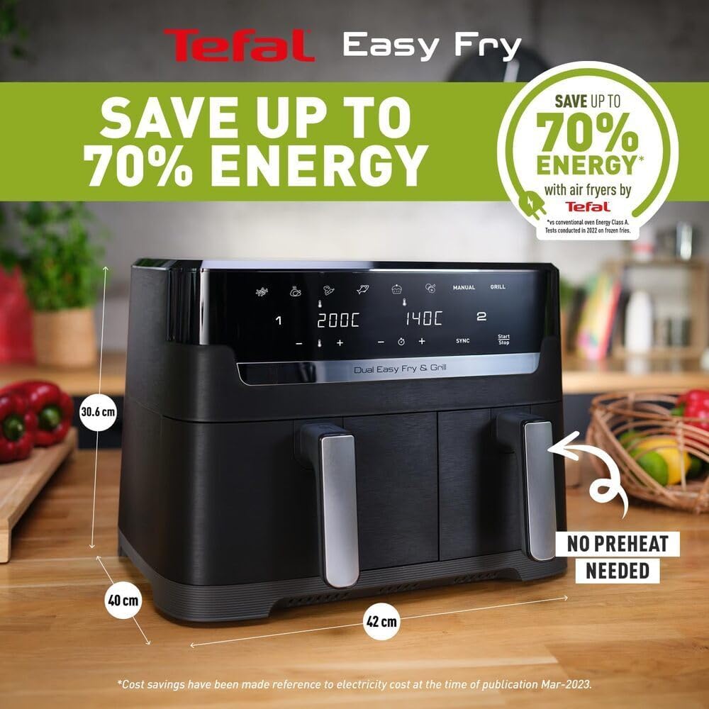 Tefal Easy Fry Dual Zone Freidora de Aire Doble 8,3 L 8 en 1 Digital