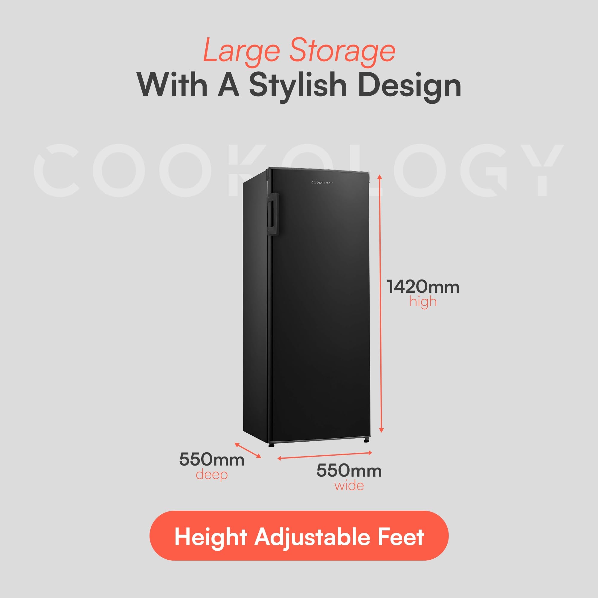 Cookology Congelador Vertical Alto 160 L Negro