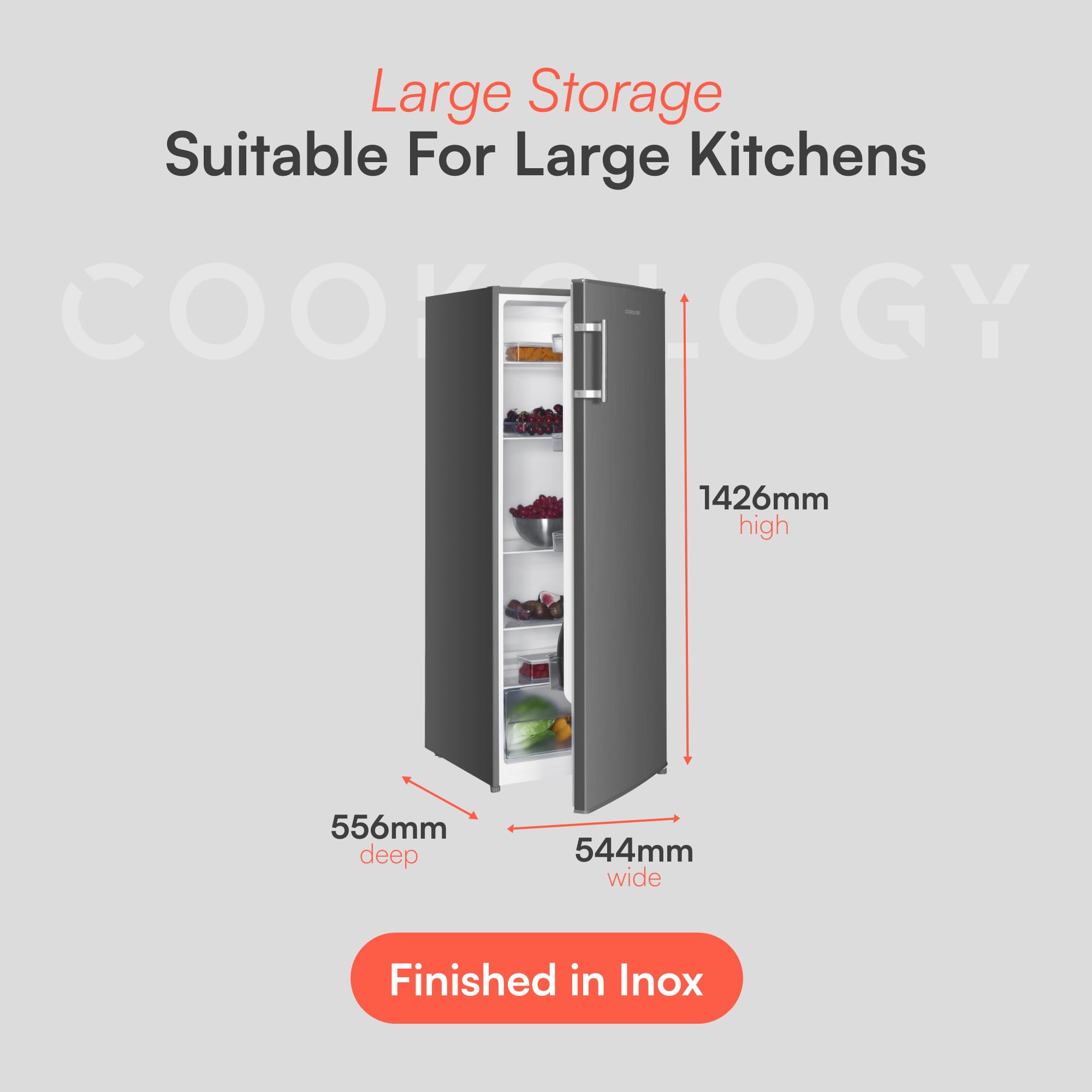 Cookology Frigorífico Vertical Alto 240 L 143 cm Inox