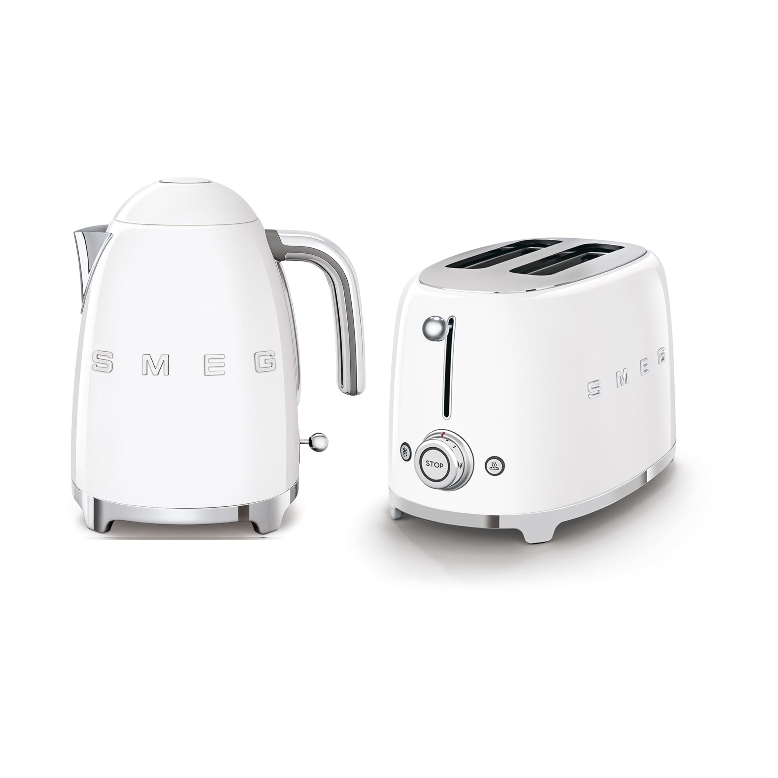 Smeg Set Hervidor 1,7 L y Tostadora 2 Rebanadas Estilo Retro Blanco