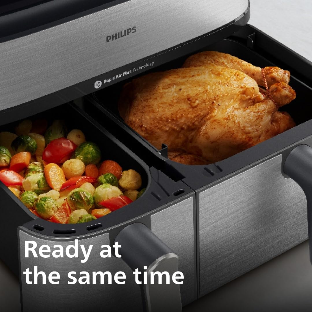 Philips Serie 5000 Freidora de Aire Doble con Vapor 9 L RapidAir Plus