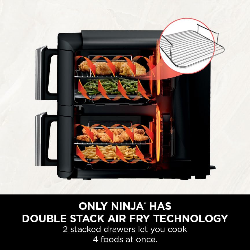 Ninja Double Stack Freidora de Aire Vertical Doble 4 Niveles