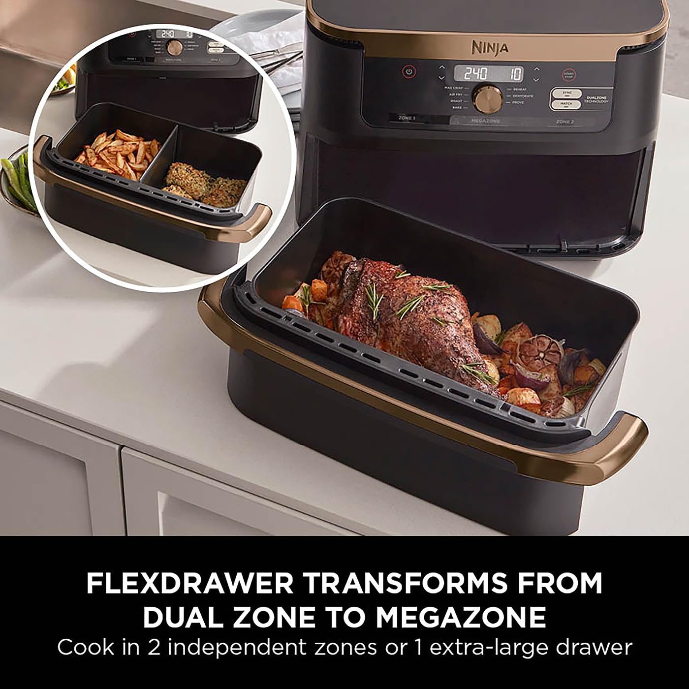 Ninja Foodi FlexDrawer Freidora de Aire Doble 10,4 L 7 en 1