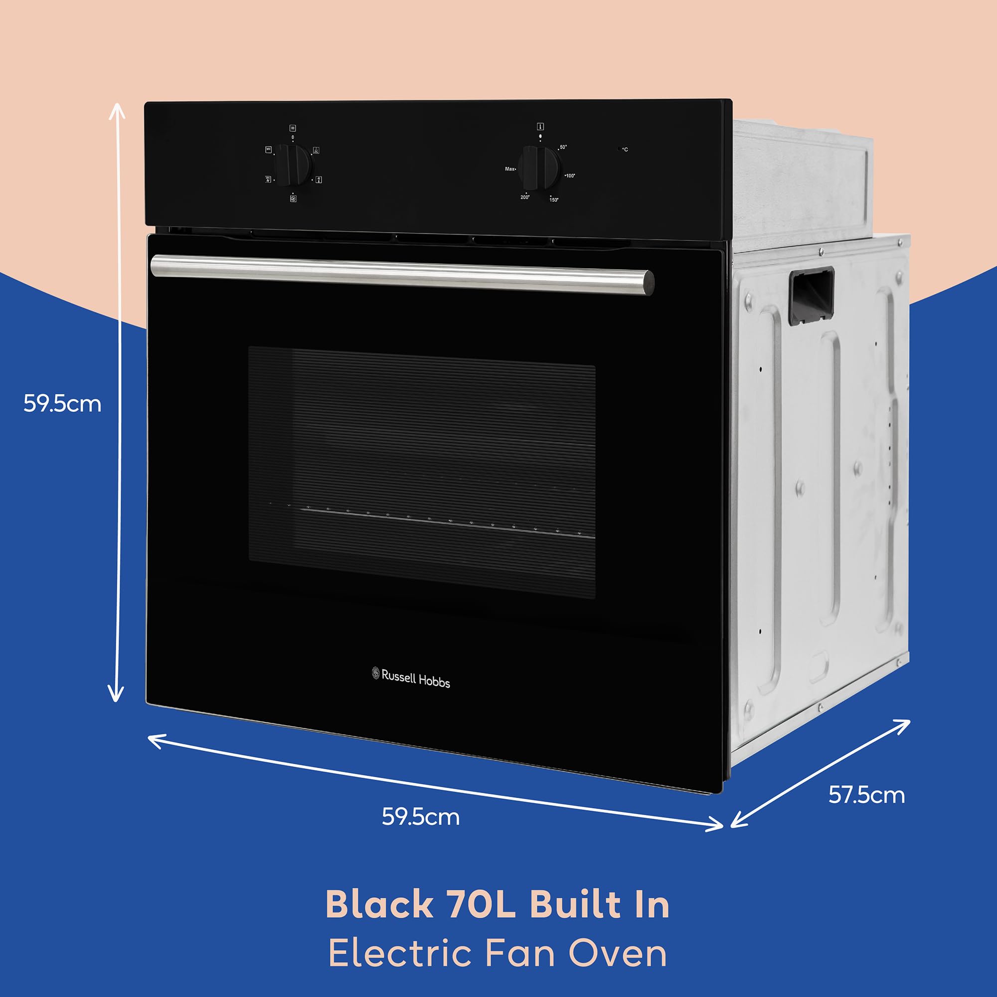 Russell Hobbs Horno Eléctrico Empotrable 70 L 60 cm con Grill Negro