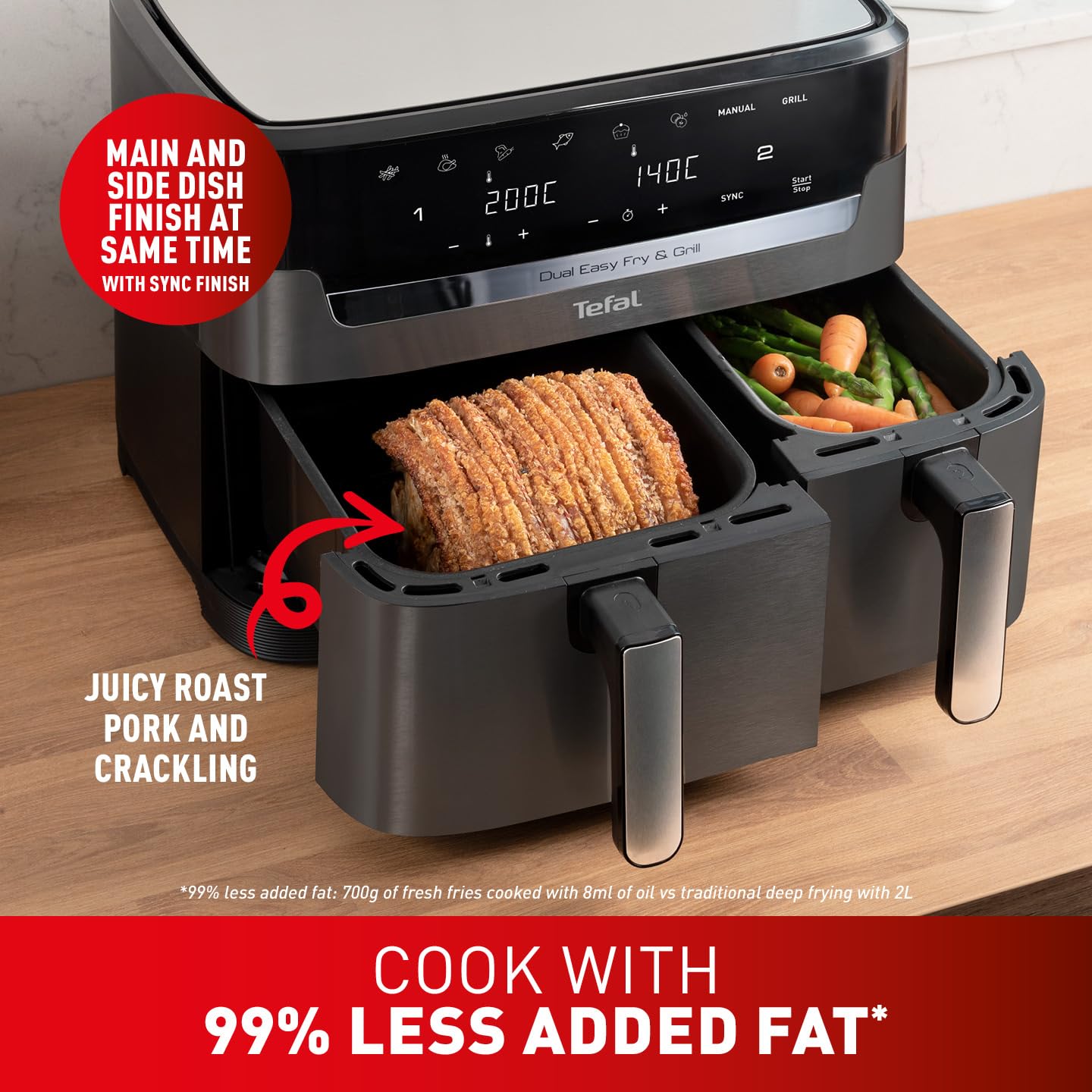 Tefal Easy Fry Dual Zone Freidora de Aire Doble 8,3 L 8 en 1