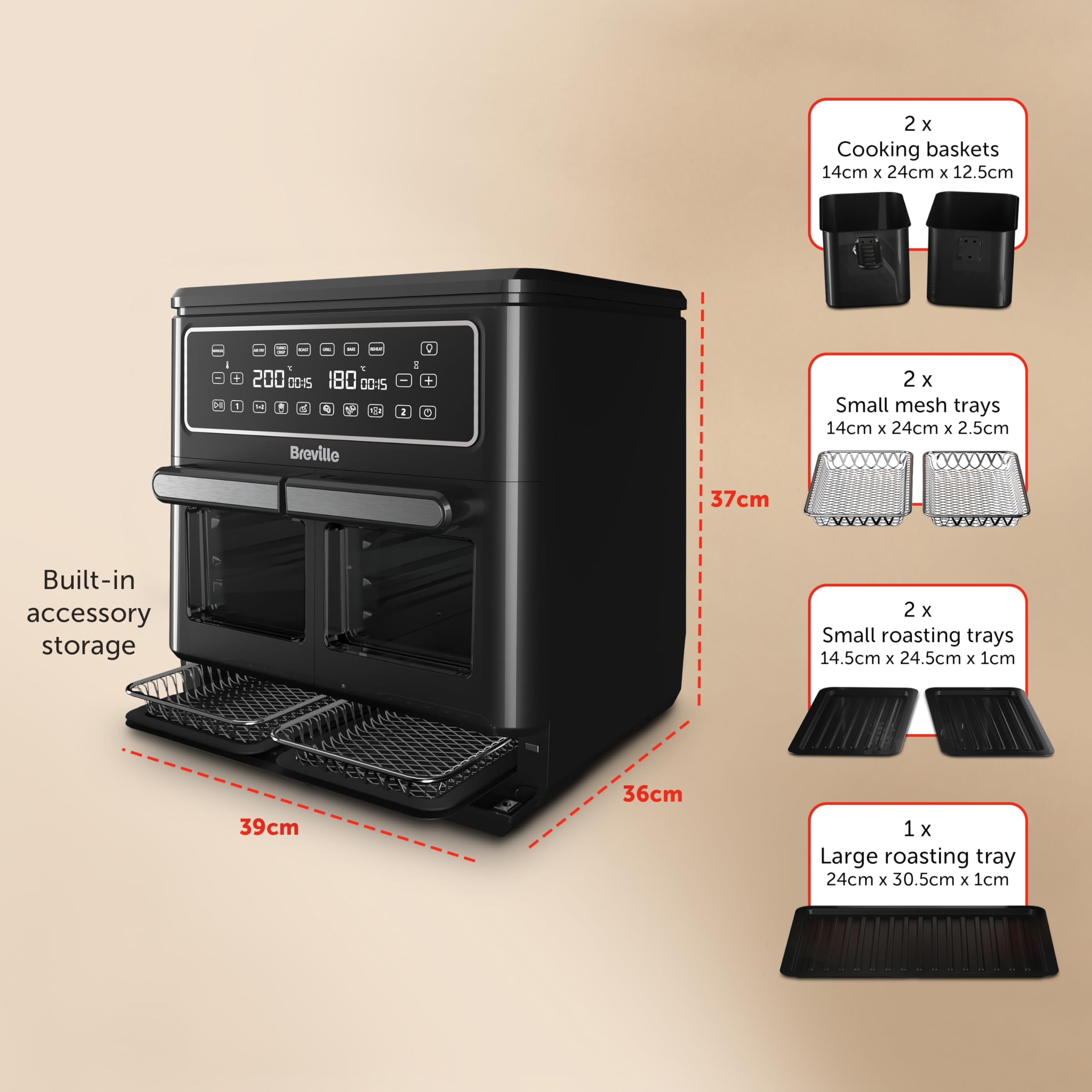 Breville Halo Flexi Freidora de Aire y Horno Doble 11 L 2400 W