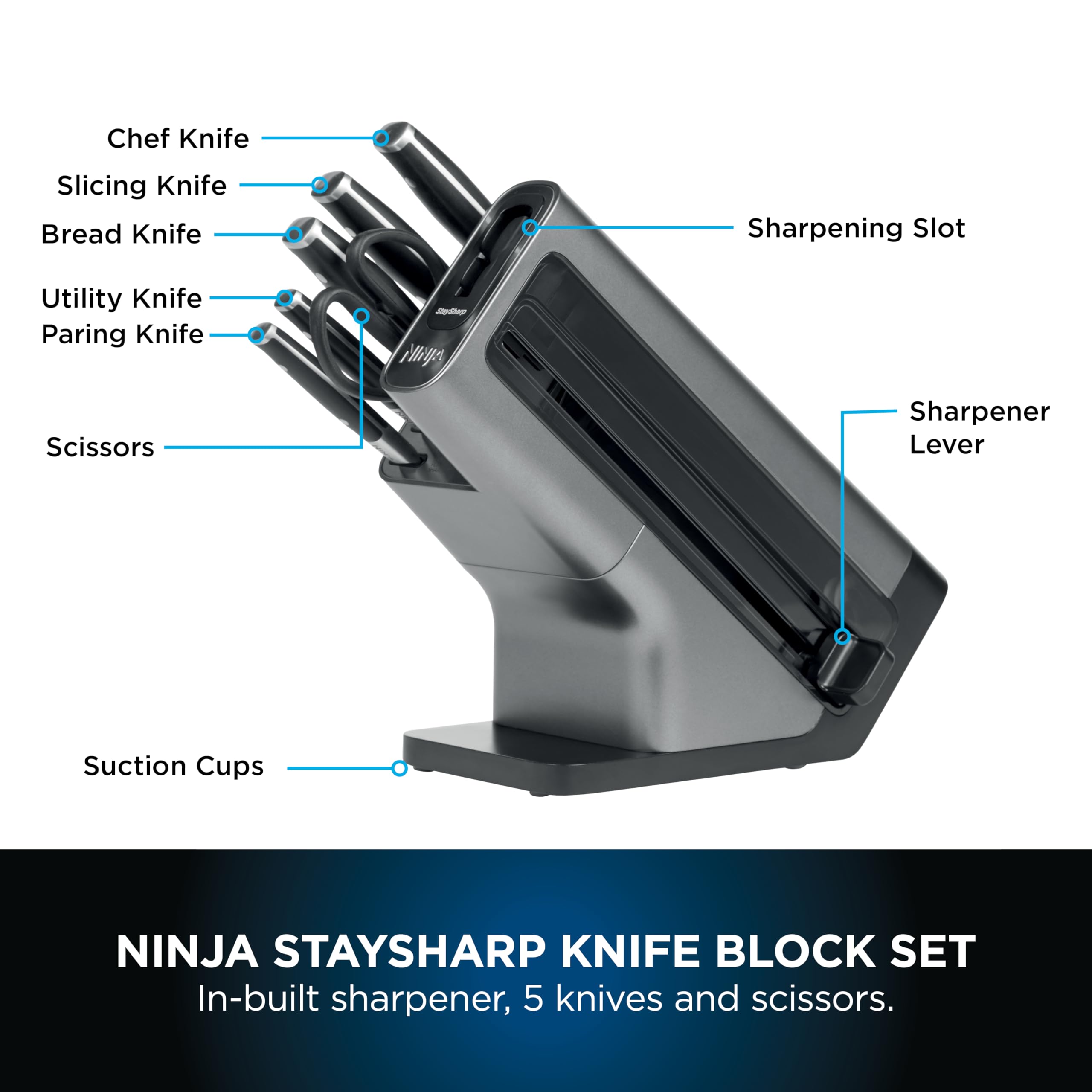 Ninja Foodi StaySharp Bloque de Cuchillos con Afilador 6 Piezas