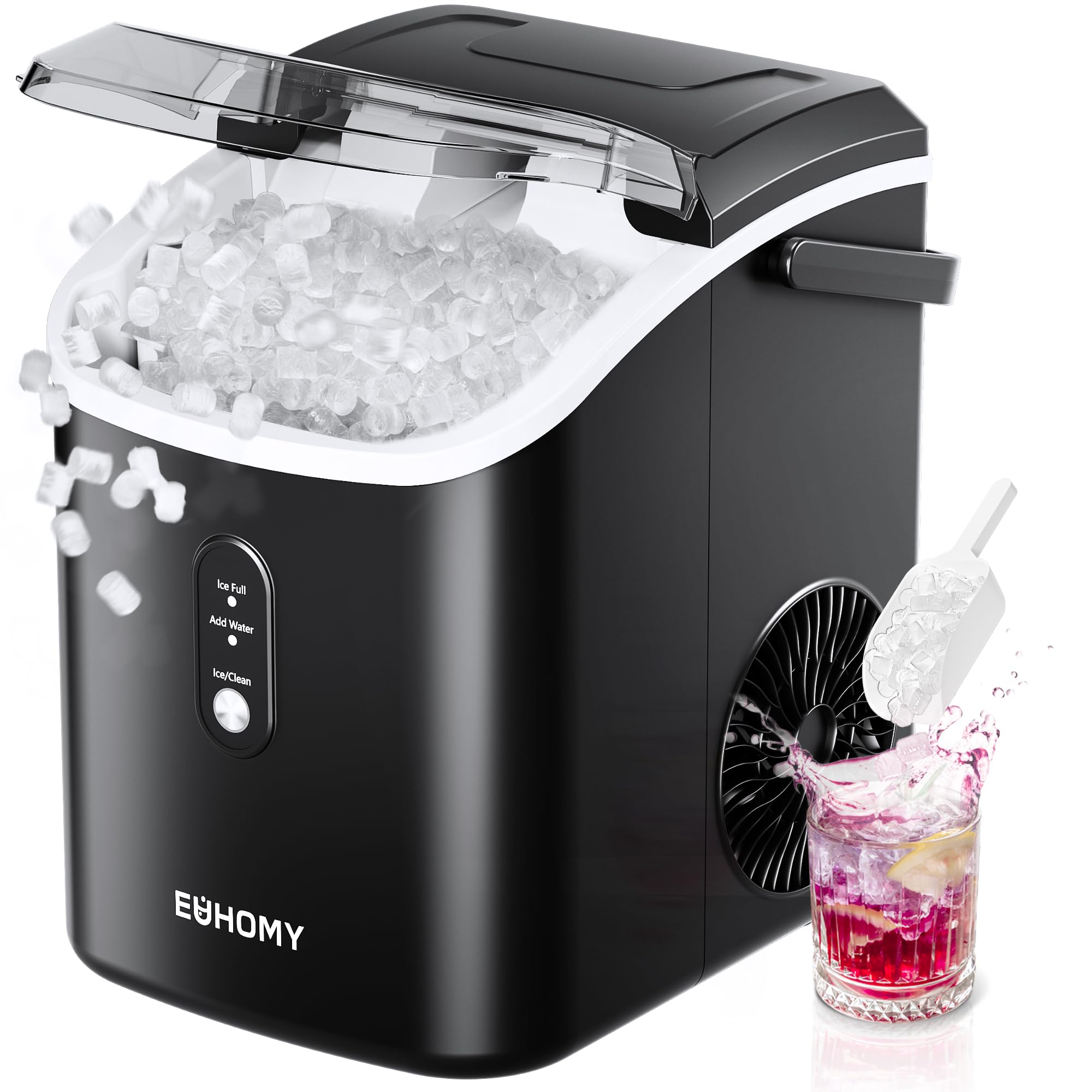 EUHOMY Máquina de Hielo Nugget con Asa 15,5 kg/24 h Hielo Masticable