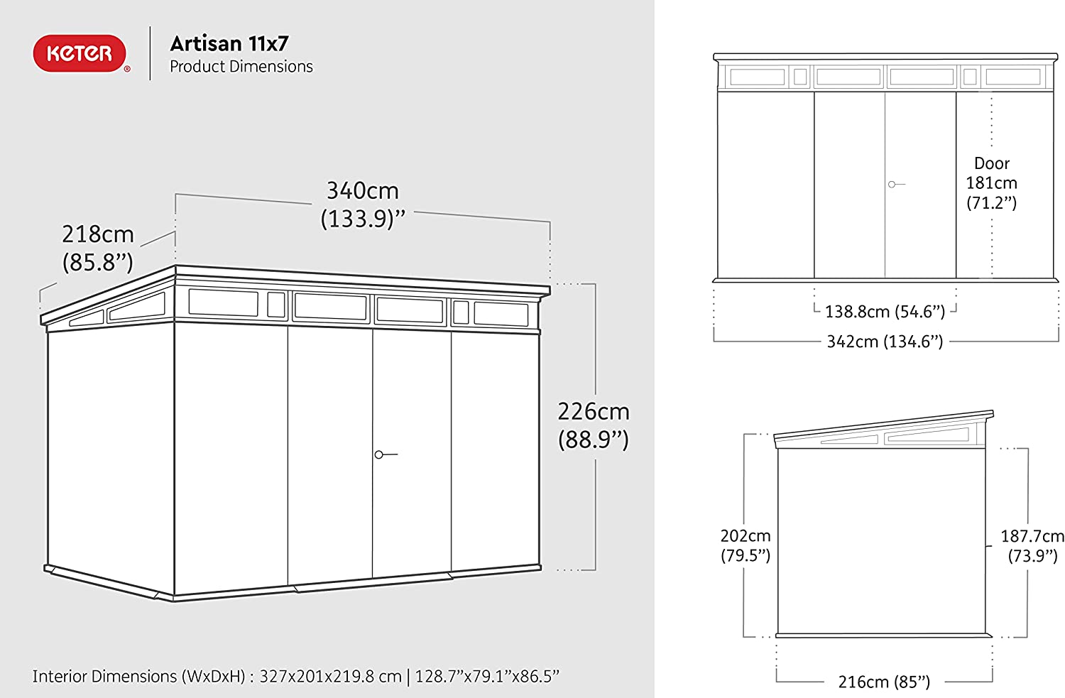 Keter Artisan Caseta de Jardín de Plástico Doble Puerta
