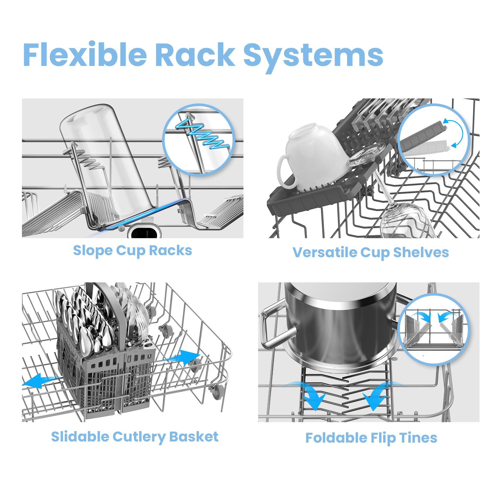 COMFEE' Lavavajillas 14 Servicios 60 cm Silencioso 44 dB