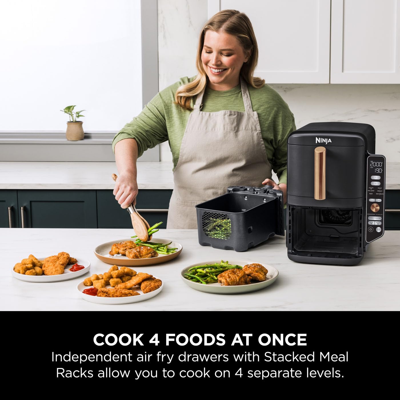 Ninja Double Stack XL Freidora de Aire Vertical Doble 4 Niveles