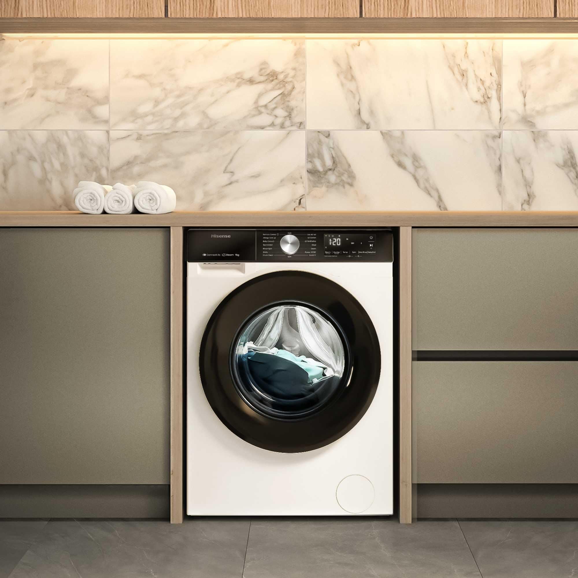 Lavadora de Carga Frontal 9 kg 1400 rpm WiFi Vapor Blanco Clase A