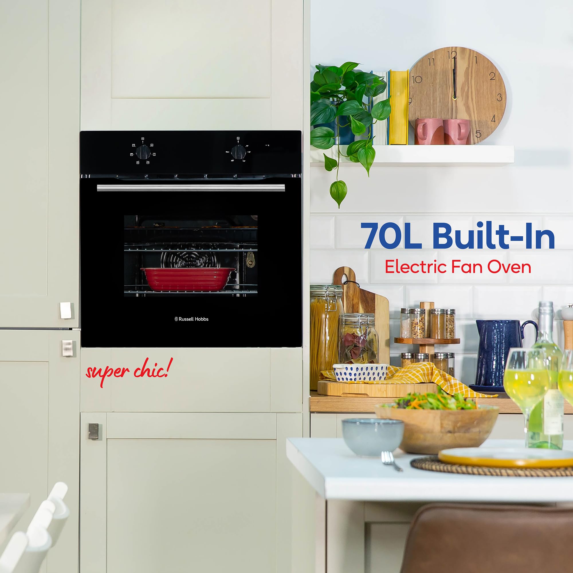 Russell Hobbs Horno Eléctrico Empotrable 70 L 60 cm con Grill Negro