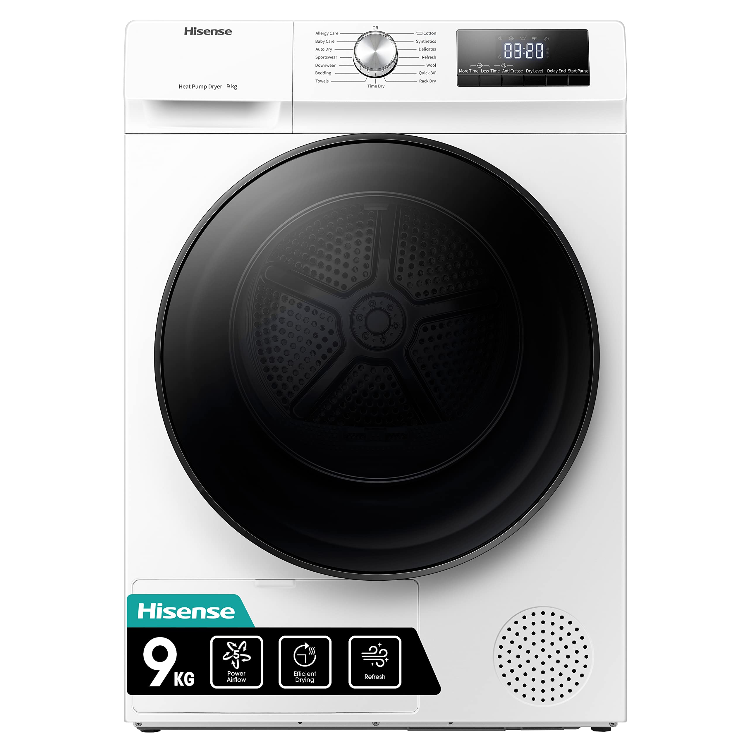 Secadora de Bomba de Calor 9 kg 15 Programas Auto-Secado Vapor Blanco 60 cm