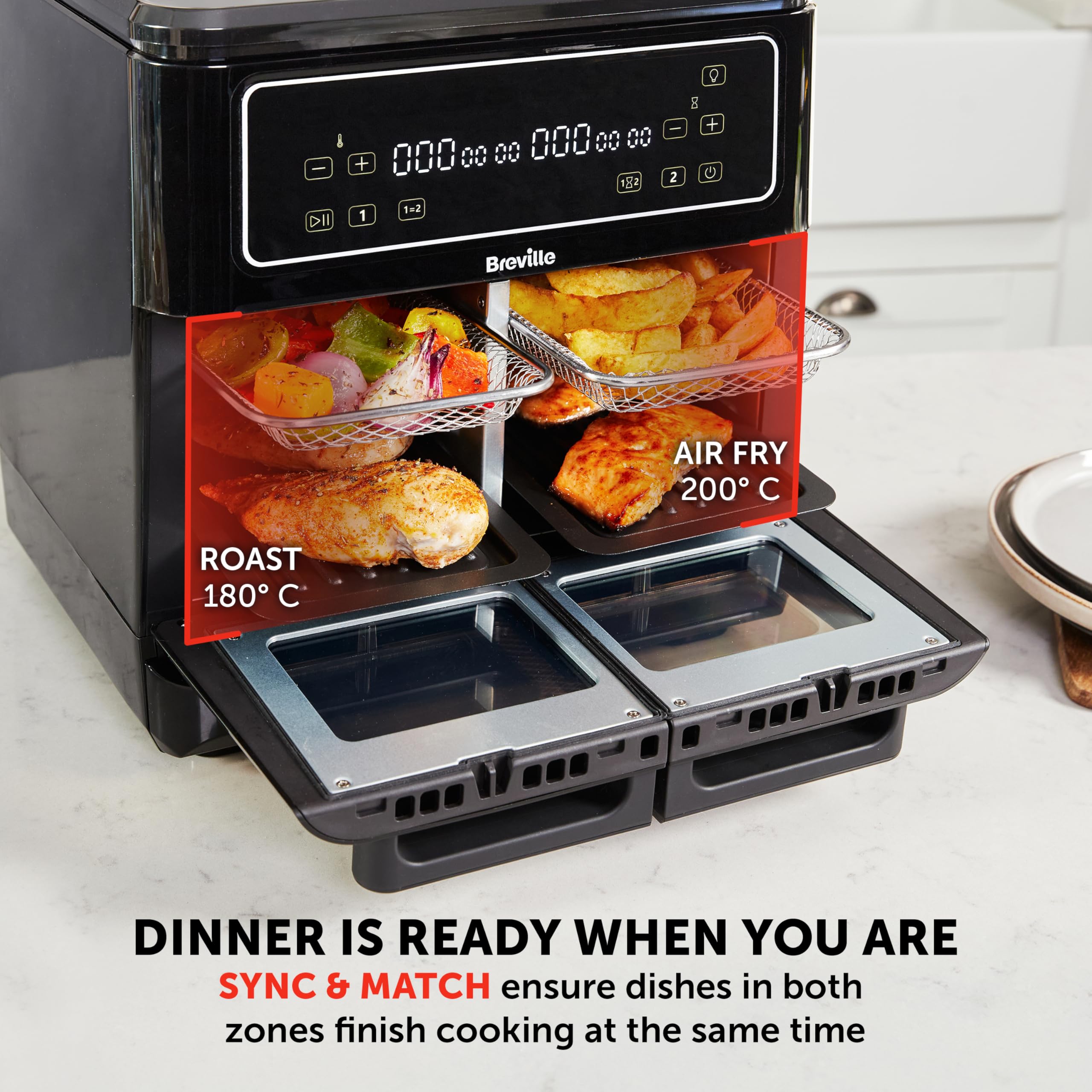 Breville Halo Flexi Freidora de Aire y Horno Doble 11 L 2400 W