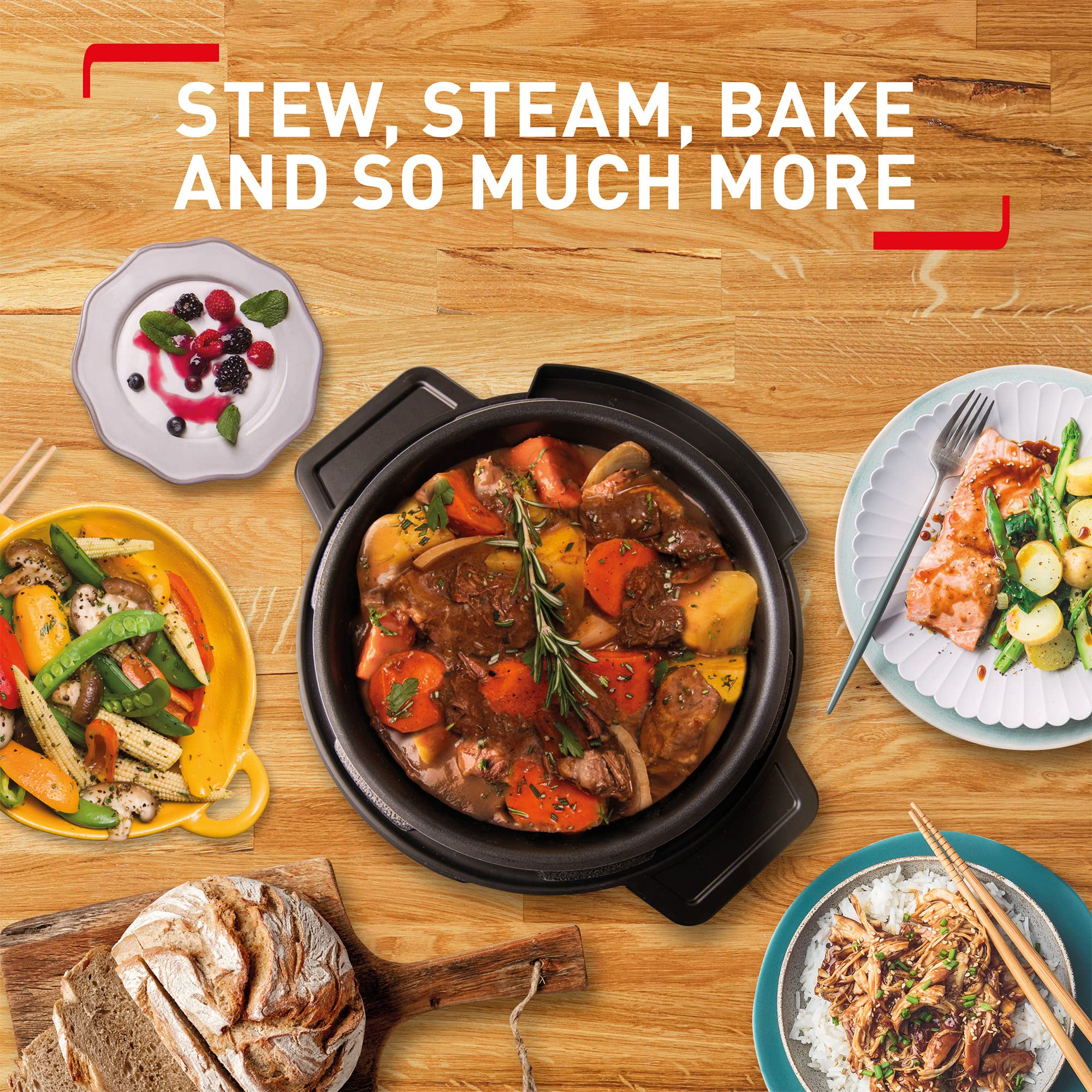 Tefal Turbo Cuisine Olla Multifunción a Presión 10 en 1 4,8 L 1000 W