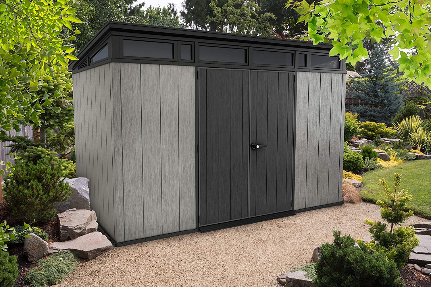 Keter Artisan Caseta de Jardín de Plástico Doble Puerta