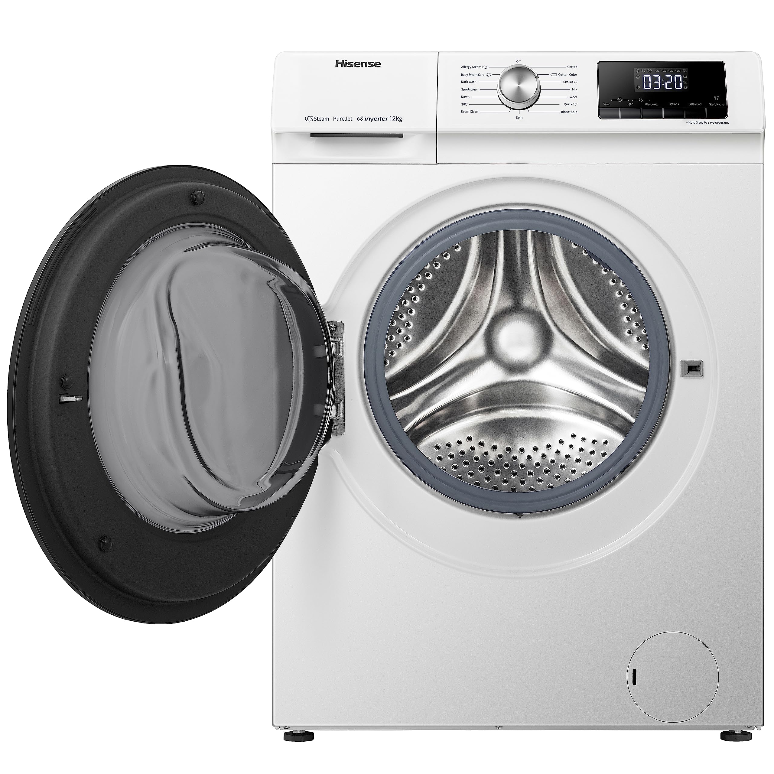 Lavadora de Carga Frontal 12 kg Inverter 15 Programas 1400 rpm Blanco Clase A