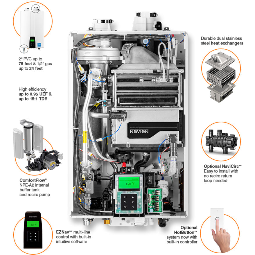 Navien NPE-210A2 Calentador de Agua Instantáneo de Condensación