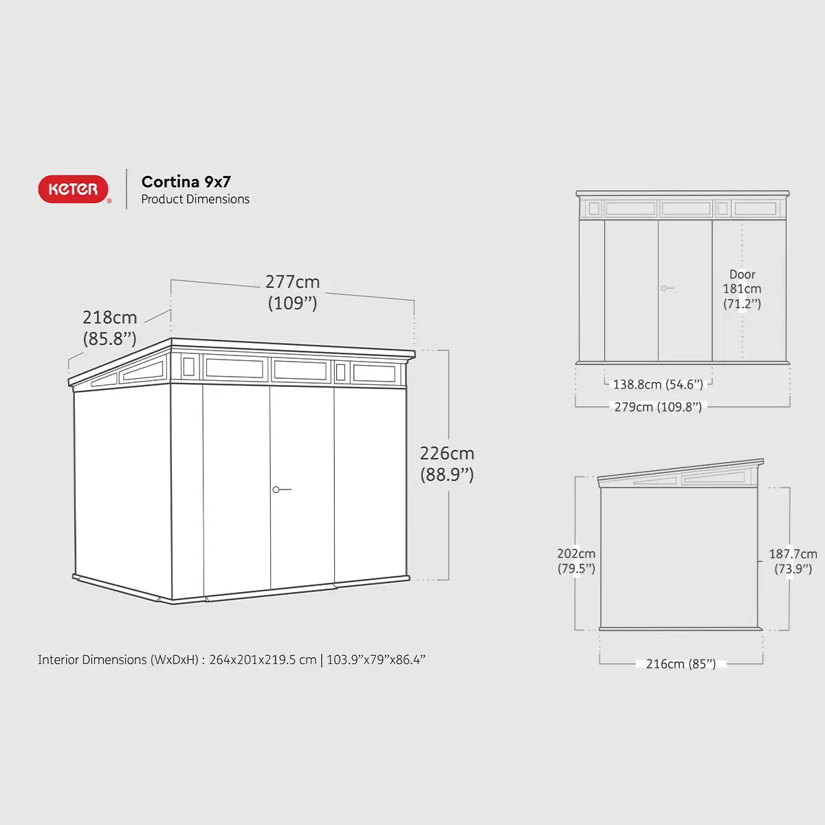 Keter Cortina Caseta de Jardín de Resina Gris