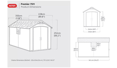 Keter Premier Caseta de Jardín de Plástico Gris