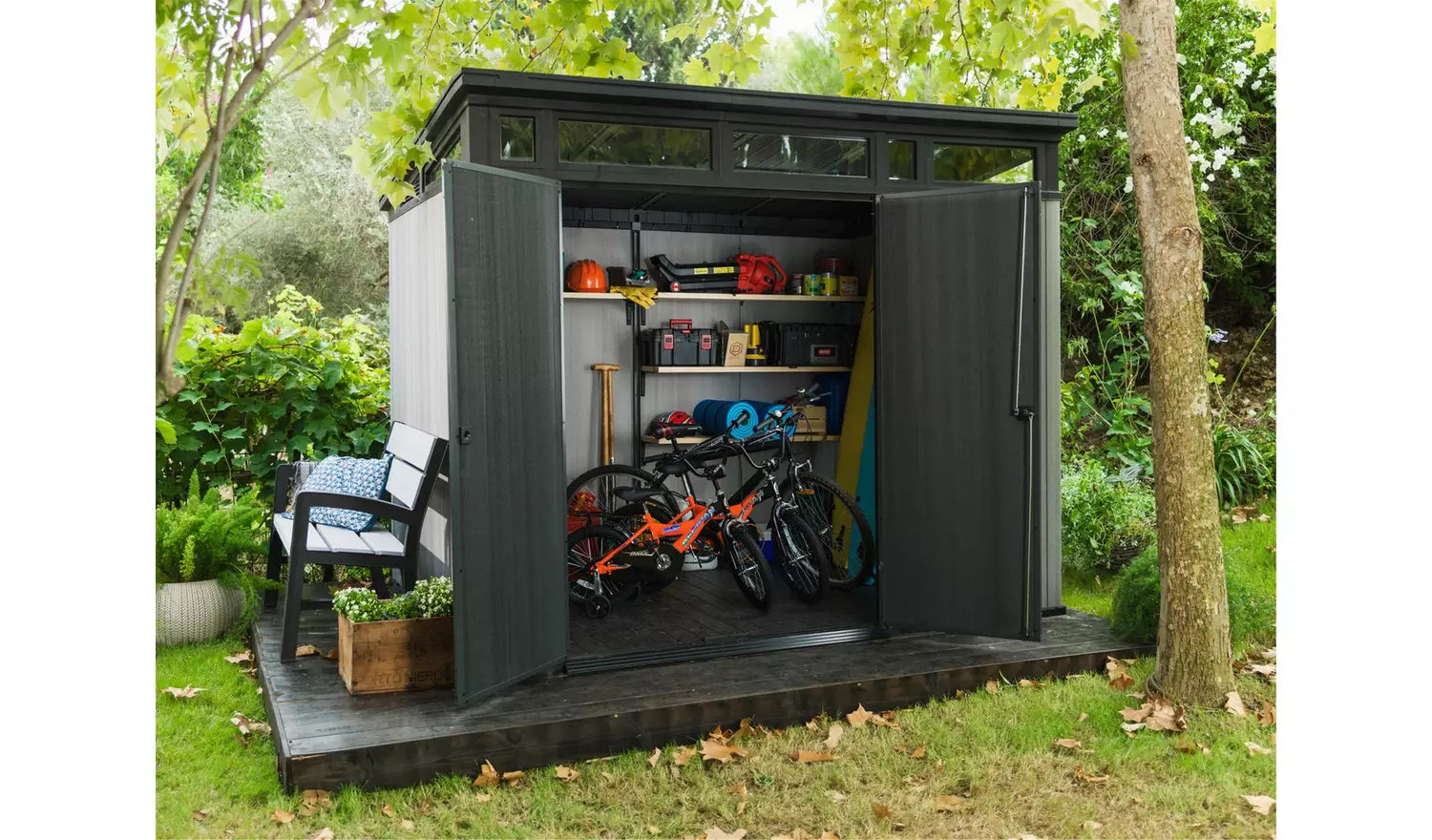 Keter Artisan Caseta de Jardín de Plástico Doble Puerta