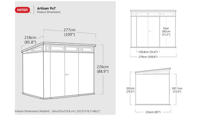 Keter Artisan Caseta de Jardín de Plástico Doble Puerta