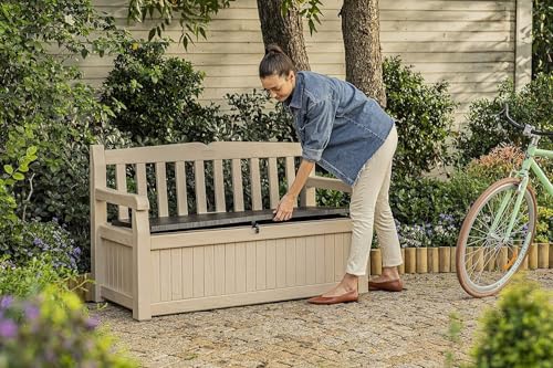 Keter Eden Banco Baúl de Jardín 265 L Efecto Madera Beige/Marrón