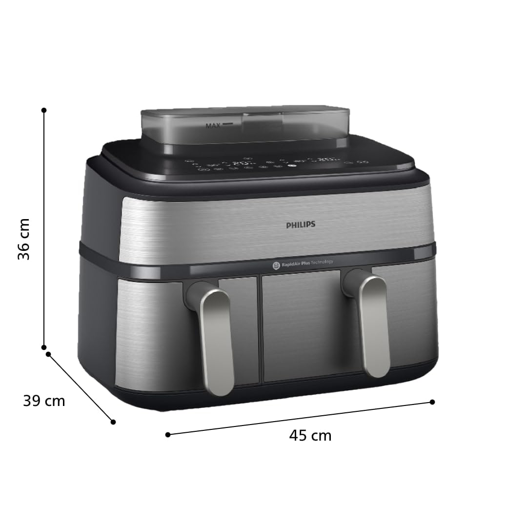Philips Serie 5000 Freidora de Aire Doble con Vapor 9 L RapidAir Plus