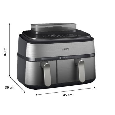 Philips Serie 5000 Freidora de Aire Doble con Vapor 9 L RapidAir Plus