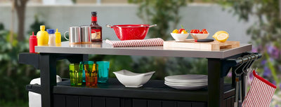 Keter Unity XL Mesa Auxiliar para Barbacoa 134x51,7x89,6 cm Gris