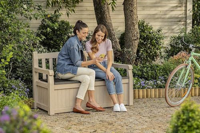 Keter Eden Banco Baúl de Jardín 265 L Efecto Madera Beige/Marrón