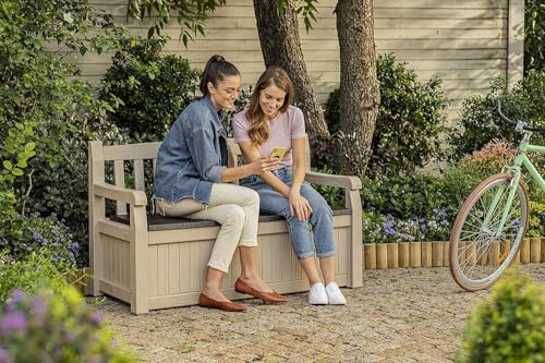 Keter Eden Banco Baúl de Jardín 265 L Efecto Madera Beige/Marrón