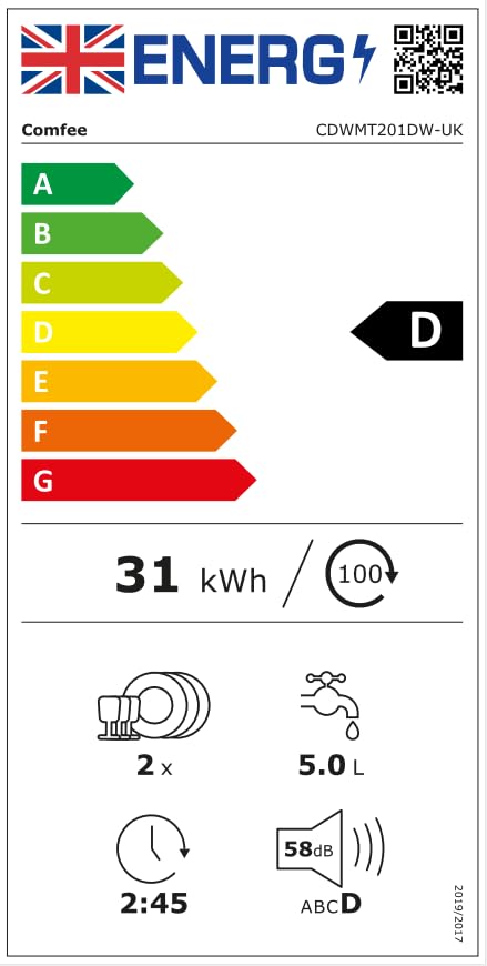 COMFEE' Lavavajillas de Sobremesa Compacto 6+3 Programas Vapor
