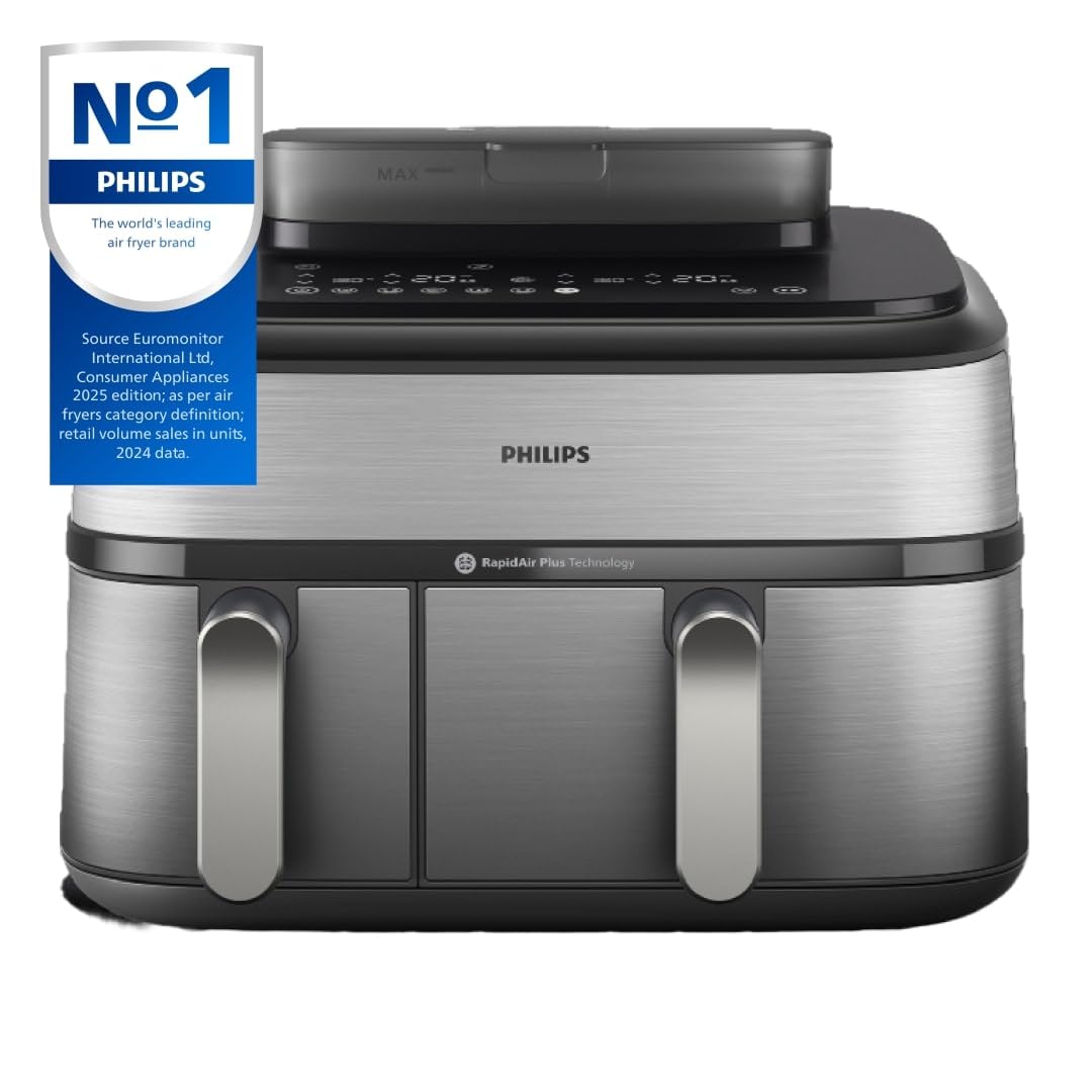 Philips Serie 5000 Freidora de Aire Doble con Vapor 9 L RapidAir Plus