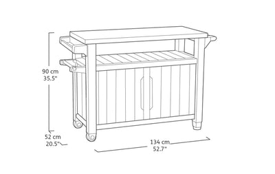Keter Unity XL Mesa Auxiliar para Barbacoa 134x51,7x89,6 cm Gris