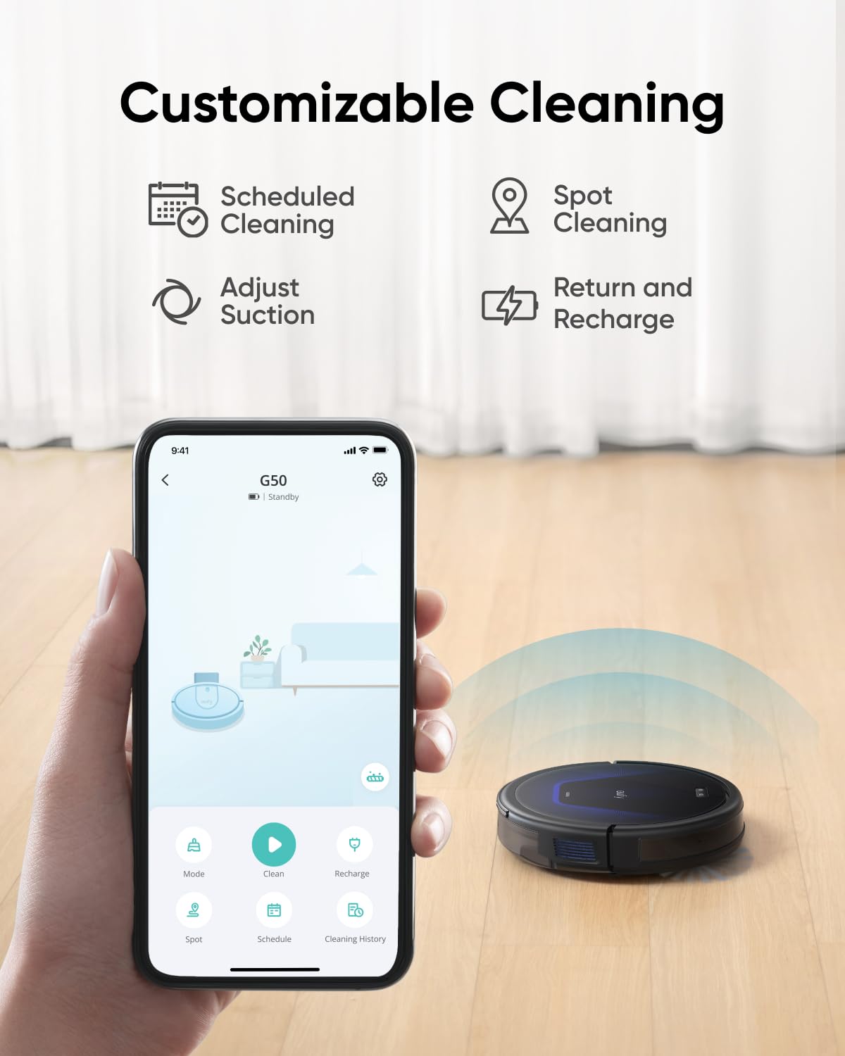 eufy G50 Robot Aspirador 4000Pa con Cepillo Anti Enredos