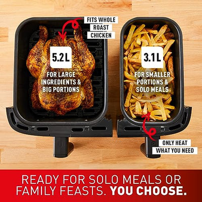 Tefal Easy Fry Dual Zone Freidora de Aire Doble 8,3 L 8 en 1