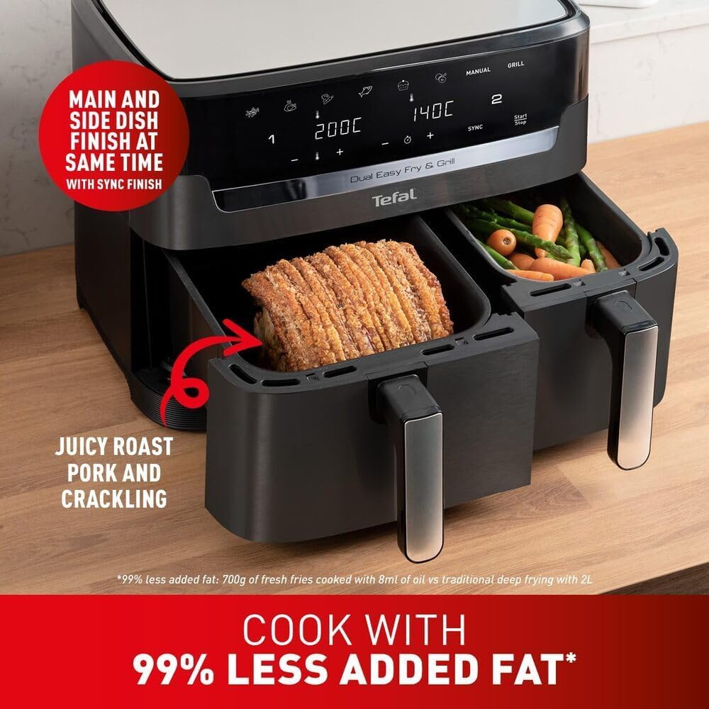 Tefal Easy Fry Dual Zone Freidora de Aire Doble 8,3 L 8 en 1 Digital