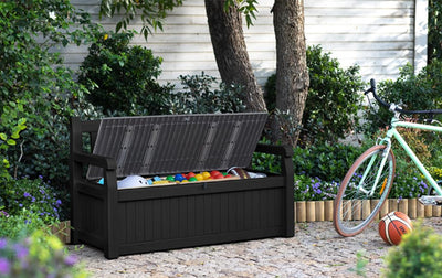 Keter Eden Banco Baúl de Jardín 265 L Grafito/Gris Claro