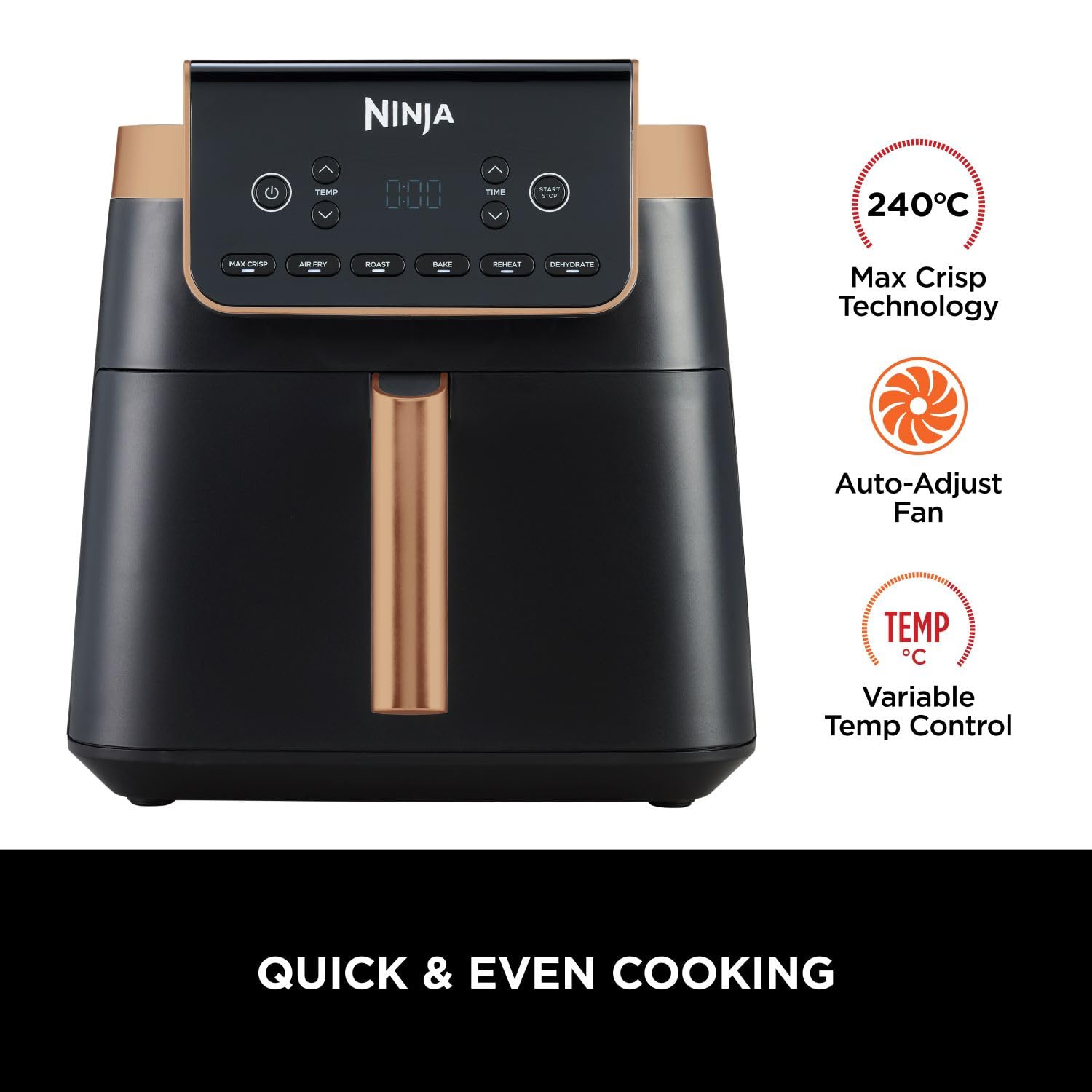 Ninja MAX PRO Freidora de Aire 6,2 L Cubeta Única Asar Hornear